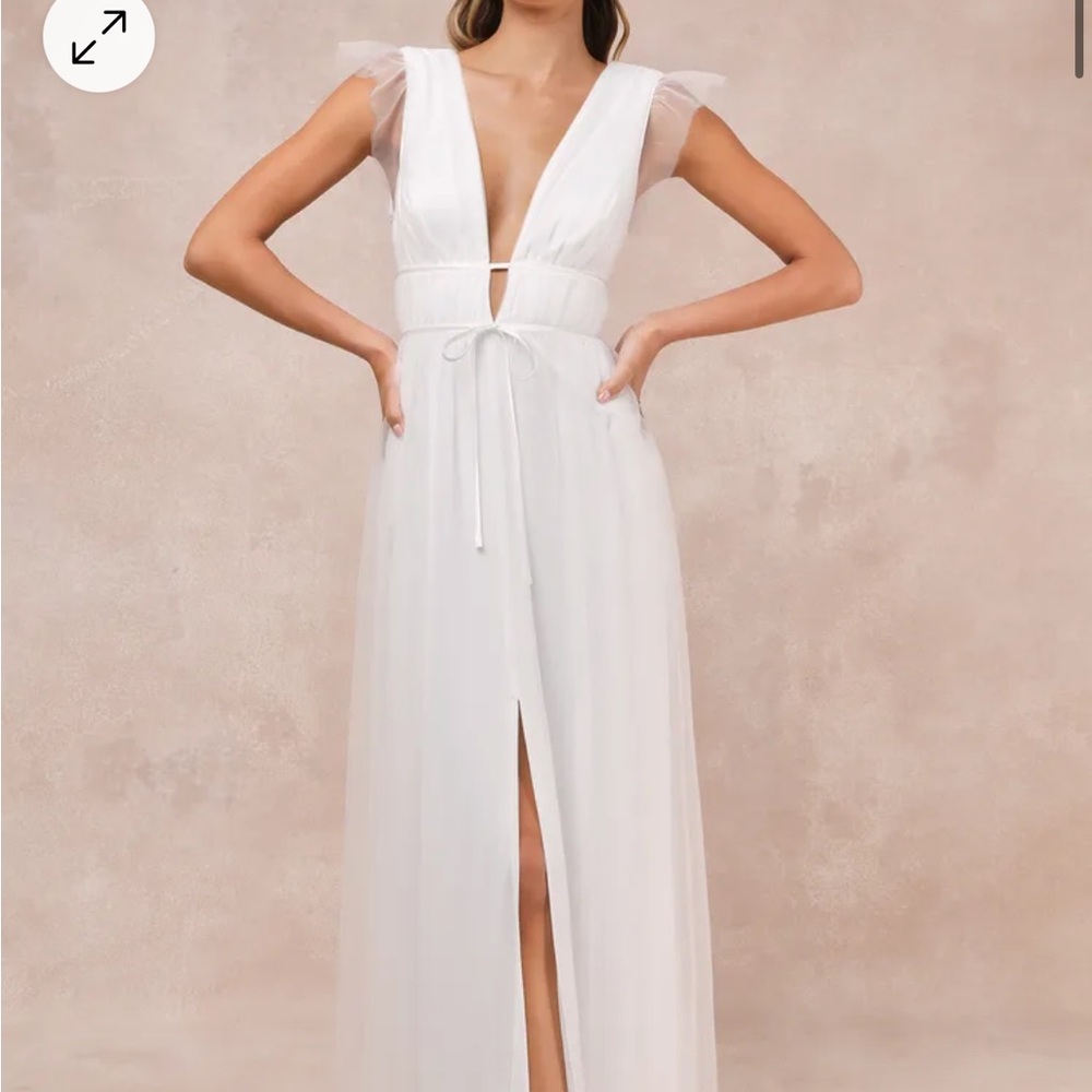 Lulus White Tulle Bridal Shower Dress
